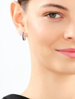 Discount Apart Kolczyki z białego złota z diamentami i szafirami - próba 585