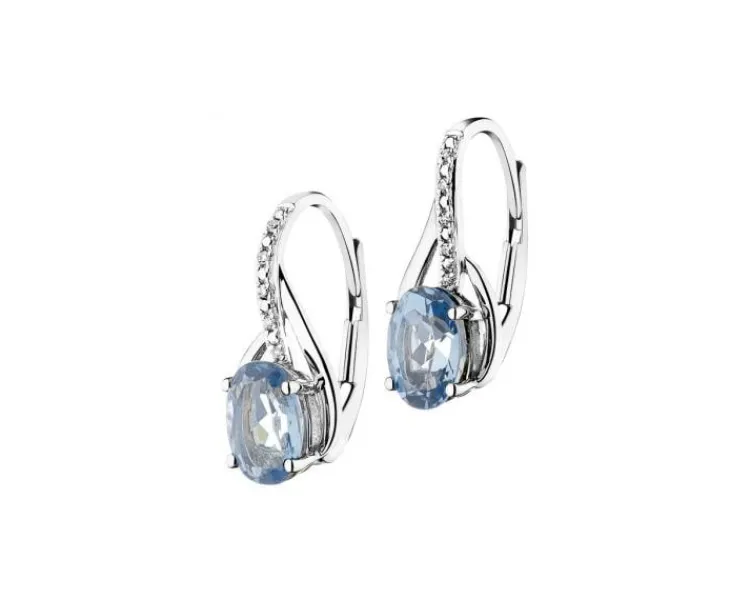 Best Apart Kolczyki z białego złota z diamentami i topazami London Blue - próba 585