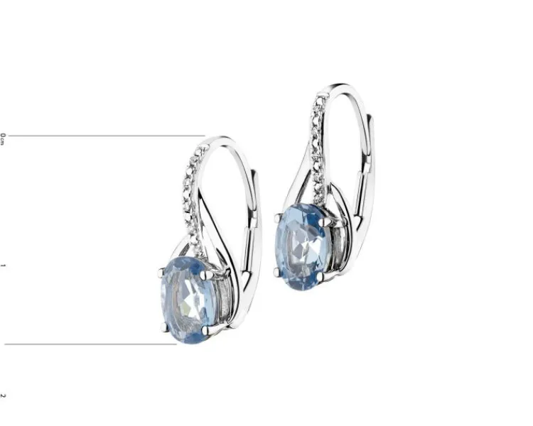 Best Apart Kolczyki z białego złota z diamentami i topazami London Blue - próba 585