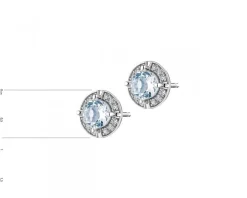 Discount Apart Kolczyki z białego złota z diamentami i akwamarynami - próba 585