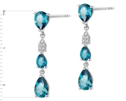 Apart Kolczyki z białego złota z diamentami i topazami London Blue - próba 585