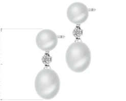 Apart Kolczyki z białego złota z diamentami i perłami - próba 585< Kolczyki Z Diamentami