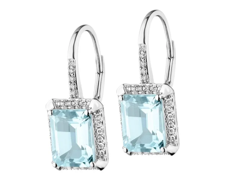 Best Apart Kolczyki z białego złota z diamentami i topazami Sky Blue - próba 585