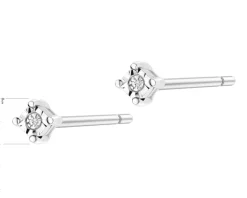New Apart Kolczyki z białego złota z diamentami - 0,008 ct - próba 375