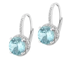 Sale Apart Kolczyki z białego złota z diamentami i topazami Sky Blue - próba 585