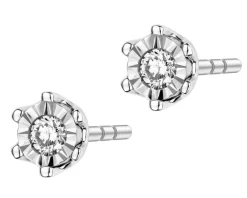 Online Apart Kolczyki z białego złota z brylantami - 0,05 ct - próba 375
