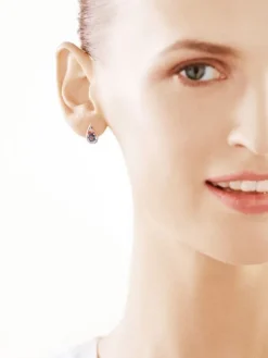 Discount Apart Kolczyki z białego złota z diamentami i topazami London Blue - próba 375