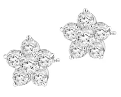 Apart Kolczyki z białego złota z brylantami laboratoryjnymi - kwiaty - 0,96 ct - próba 585< Wszystkie