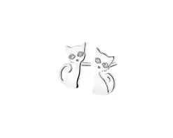 Discount Apart Kolczyki z białego złota z diamentami - koty - 0,008 ct - próba 375