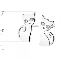Discount Apart Kolczyki z białego złota z diamentami - koty - 0,008 ct - próba 375
