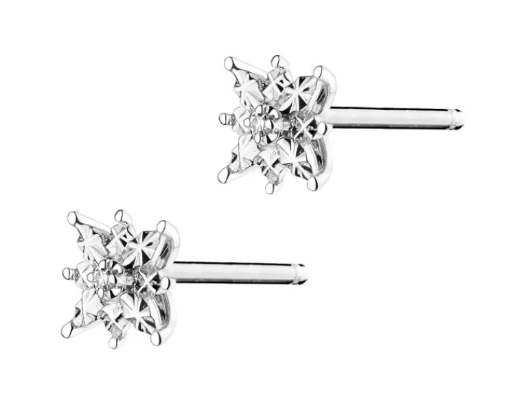 Best Apart Kolczyki z białego złota z diamentami - gwiazdy - 0,006 ct - próba 375