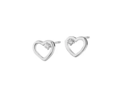 Clearance Apart Kolczyki z białego złota z brylantami - serca - 0,01 ct - próba 375