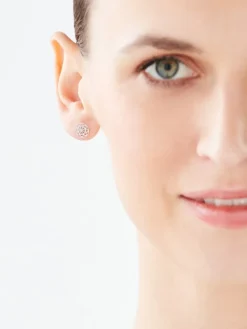 Apart Kolczyki z białego złota z diamentami - rozety - 0,01 ct - próba 375< Kolczyki Z Diamentami