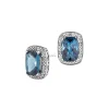Sale Apart Kolczyki z białego złota z diamentami i topazami London Blue - próba 585