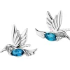 Apart Kolczyki z białego złota z diamentami i topazami London Blue – kolibry - próba 375< Kolczyki Z Diamentami