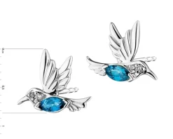 Apart Kolczyki z białego złota z diamentami i topazami London Blue – kolibry - próba 375< Kolczyki Z Diamentami