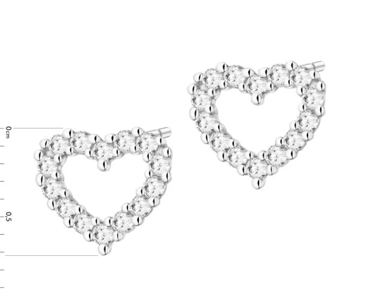Best Apart Kolczyki z białego złota z brylantami laboratoryjnymi - serca - 0,20 ct - próba 585