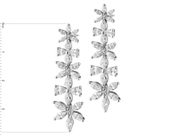 Sale Apart Kolczyki z białego złota z diamentami - kwiaty - 3,86 ct - próba 750