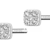 Hot Apart Kolczyki z białego złota z diamentami - kwadraty - 0,02 ct - próba 585