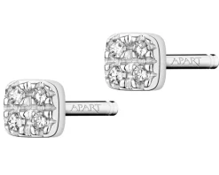 Hot Apart Kolczyki z białego złota z diamentami - kwadraty - 0,02 ct - próba 585