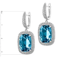 Hot Apart Kolczyki z białego złota z brylantami i topazami London Blue - próba 585