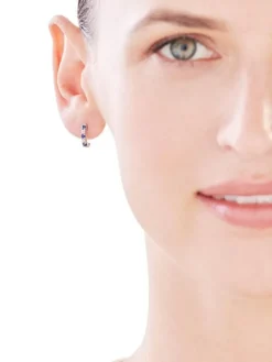 Outlet Apart Kolczyki z białego złota z diamentami i szafirami - próba 375