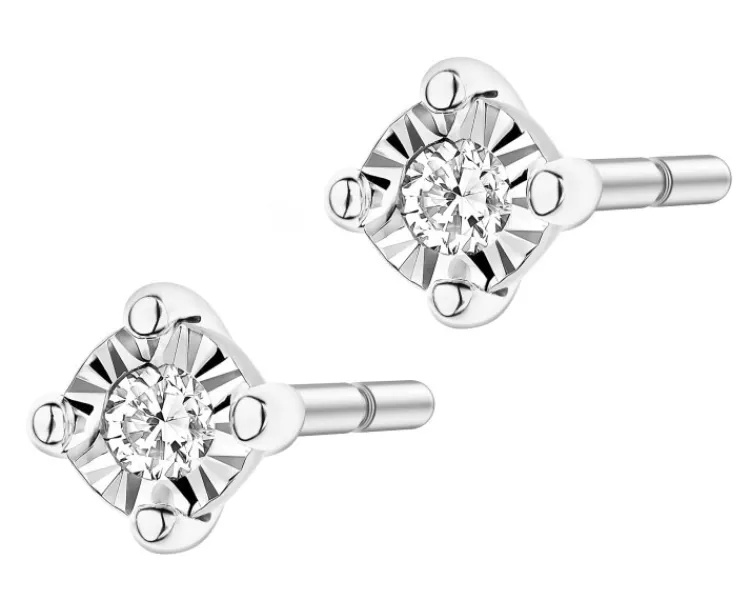 Apart Kolczyki z białego złota z brylantami - 0,02 ct - próba 585< Kolczyki Z Diamentami