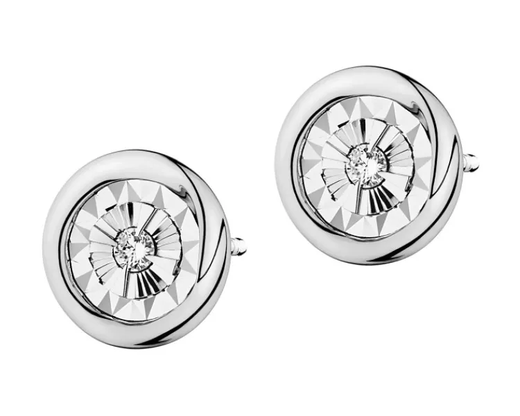 Apart Kolczyki z białego złota z brylantami - 0,04 ct - próba 585< Kolczyki Z Diamentami