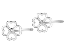 Apart Kolczyki z białego złota z diamentami - koniczyny - 0,005 ct - próba 585< Kolczyki Z Diamentami