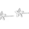 Discount Apart Kolczyki z białego złota z diamentami - kwiaty - 0,008 ct - próba 375