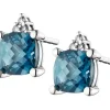 Sale Apart Kolczyki z białego złota z diamentami i topazami London Blue - próba 375