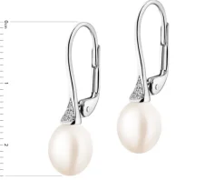 Discount Apart Kolczyki z białego złota z diamentami i perłami - próba 585