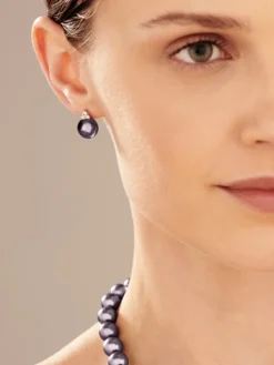 Apart Kolczyki z białego złota z brylantami i perłami Tahiti - próba 585< Kolczyki Z Diamentami