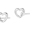 Clearance Apart Kolczyki z białego złota z diamentami - serca - 0,008 ct - próba 585