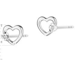 Clearance Apart Kolczyki z białego złota z diamentami - serca - 0,008 ct - próba 585