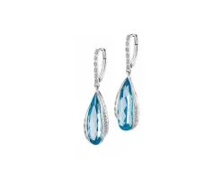 Apart Kolczyki z białego złota z diamentami i topazami London Blue - próba 585< Kolczyki Z Diamentami