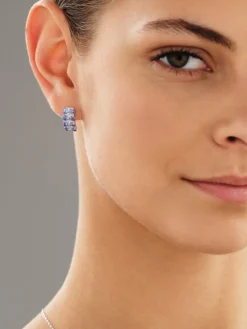 Apart Kolczyki z białego złota z diamentami i tanzanitami - próba 585< Kolczyki Z Diamentami