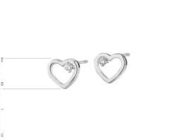 Online Apart Kolczyki z białego złota z brylantami - serca - 0,01 ct - próba 585