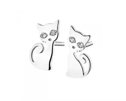 Best Apart Kolczyki z białego złota z diamentami - koty - 0,01 ct - próba 585