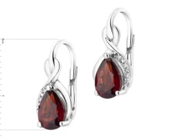 Discount Apart Kolczyki z białego złota z diamentami i granatami - próba 585