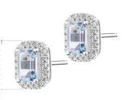 Apart Kolczyki z białego złota z diamentami i akwamarynami - próba 585< Kolczyki Z Diamentami