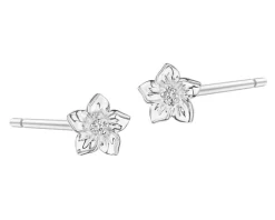 Online Apart Kolczyki z białego złota z diamentami - kwiaty - 0,008 ct - próba 375
