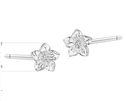 Online Apart Kolczyki z białego złota z diamentami - kwiaty - 0,008 ct - próba 375