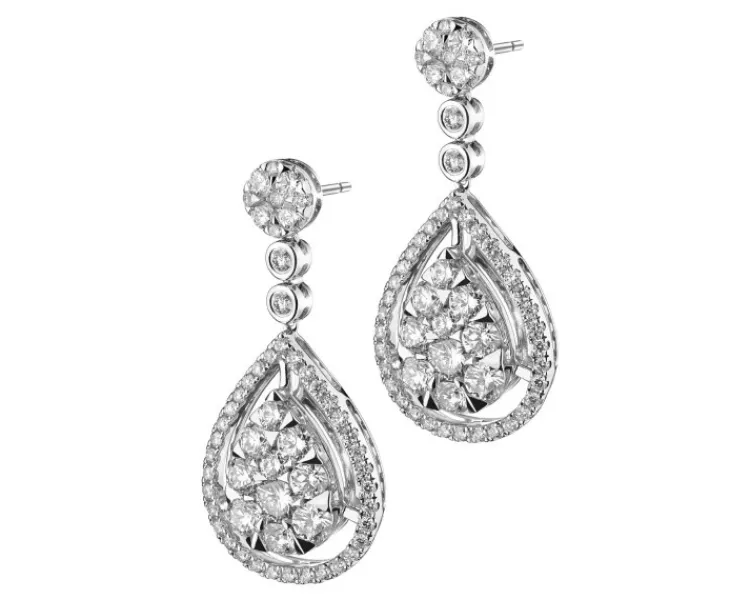 Discount Apart Kolczyki z białego złota z brylantami - 2,29 ct - próba 585