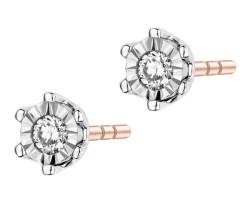 Best Apart Kolczyki z różowego i białego złota z brylantami - 0,05 ct - próba 585