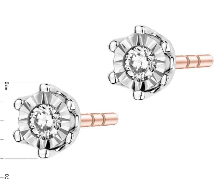 Best Apart Kolczyki z różowego i białego złota z brylantami - 0,05 ct - próba 585