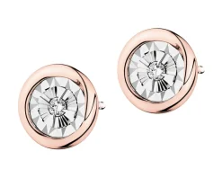 Outlet Apart Kolczyki z różowego i białego złota z brylantami - 0,04 ct - próba 585