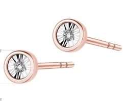 Clearance Apart Kolczyki z różowego i białego złota z diamentami - 0,01 ct - próba 375