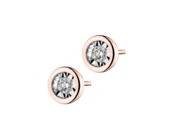 Apart Kolczyki z różowego i białego złota z brylantami - 0,10 ct - próba 585< Kolczyki Z Diamentami