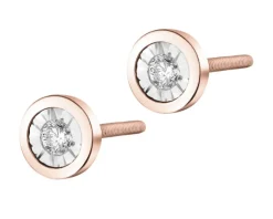 Apart Kolczyki z różowego i białego złota z brylantami - 0,10 ct - próba 585< Kolczyki Z Diamentami